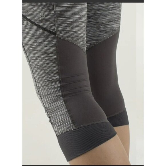 LULULEMON Crop pants leggings size 8 black gray Run For Fun athletic wear - Picture 7 of 16